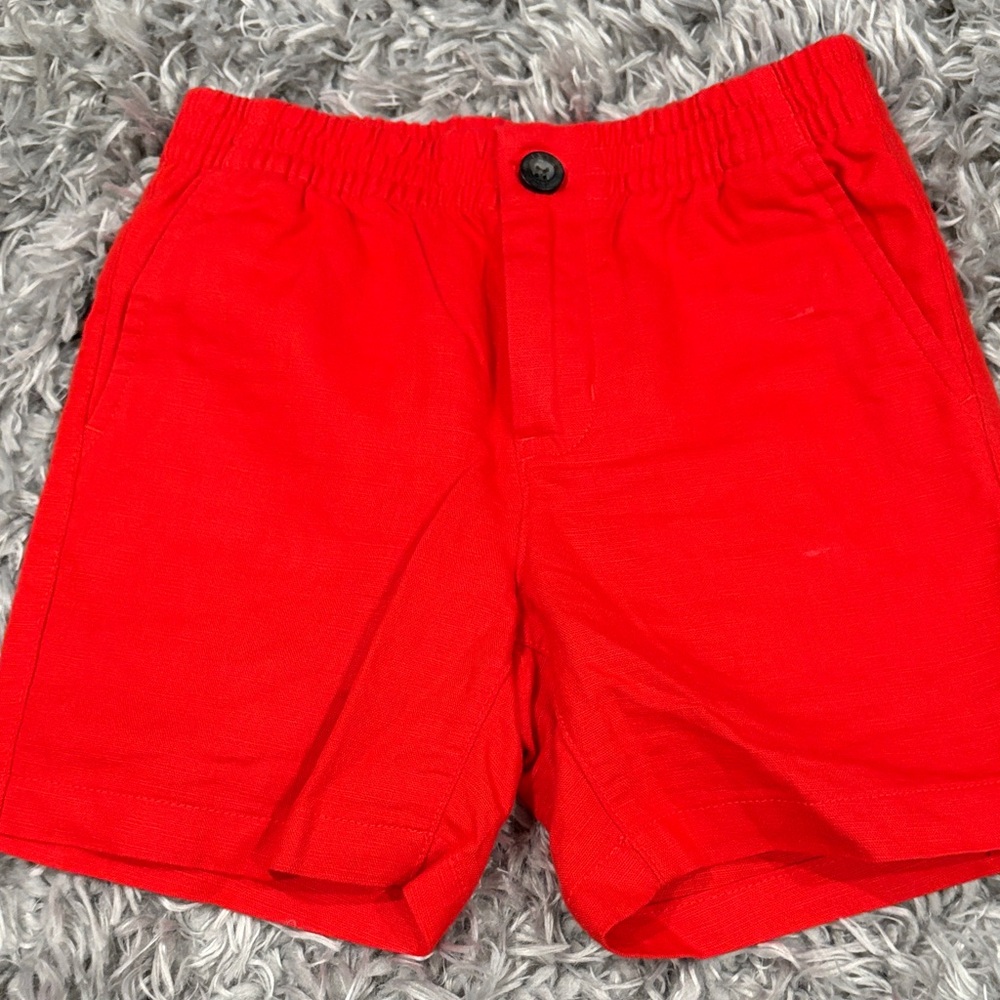 Janie and Jack Linen Vibrant Red Elastic Waist Shorts Size 3T